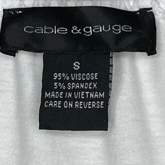 Cable & Gauge Top Peasant Style Smocking Short Sleeve White Size S - Picture 5 of 9